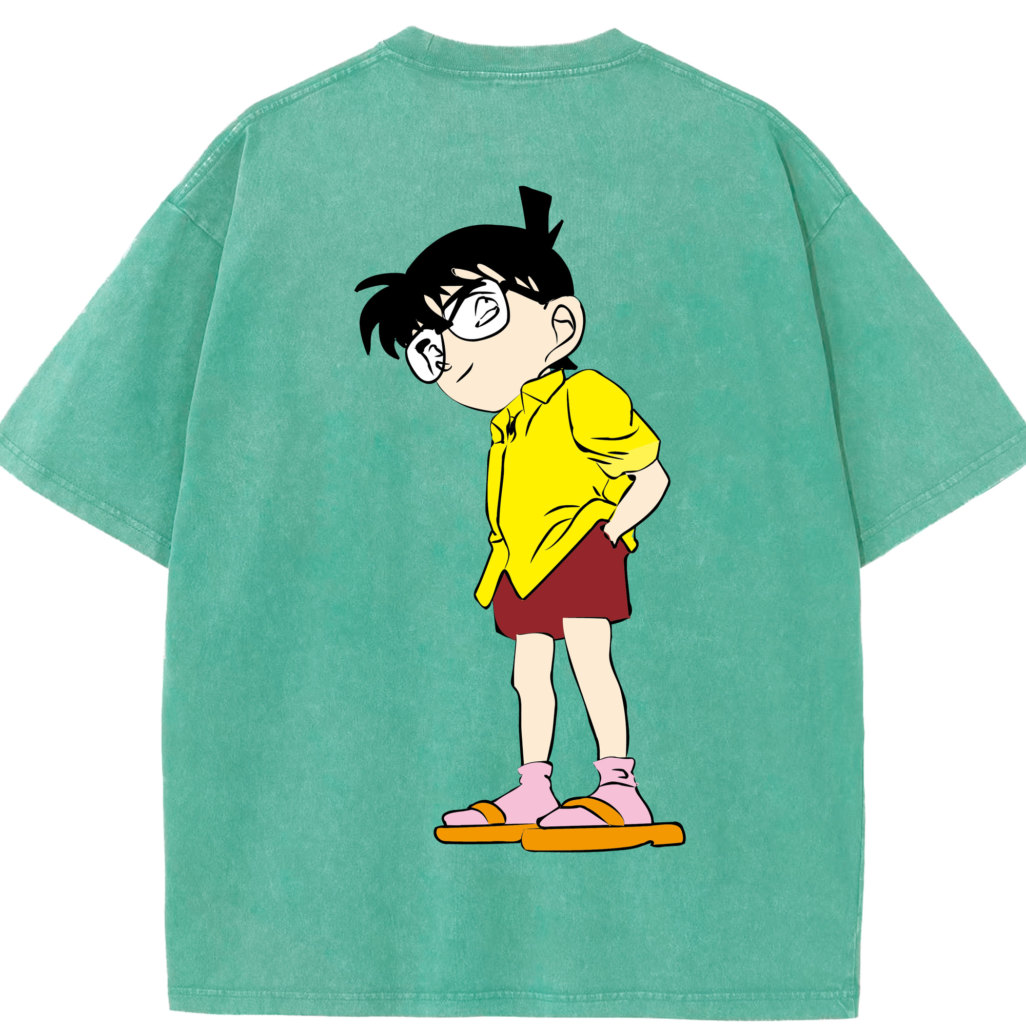 （画像用） 名探偵コナン 江戸川 コナン Detective Conan Conan Edogawa 綿100% ヴィンテージ風 半袖Tシャツ（背面プリント）